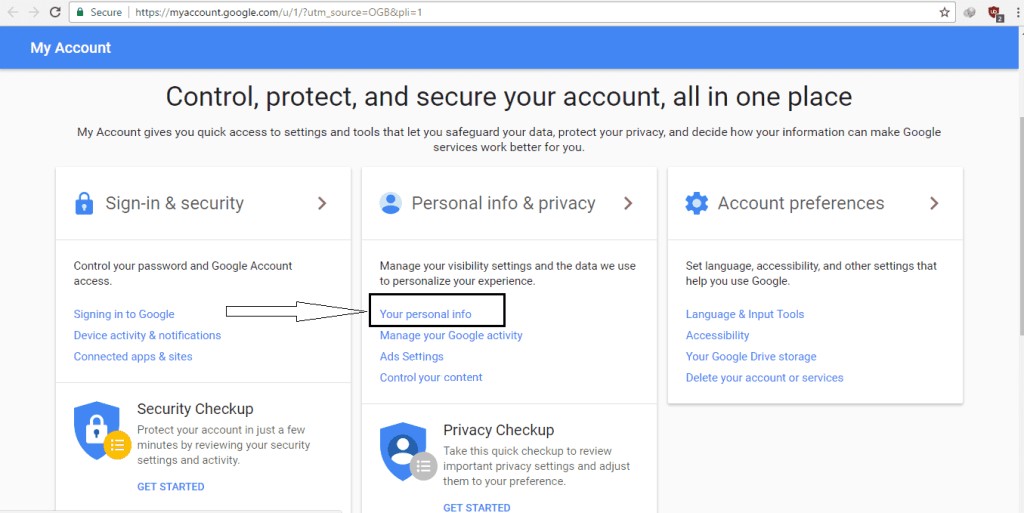 click your personal info