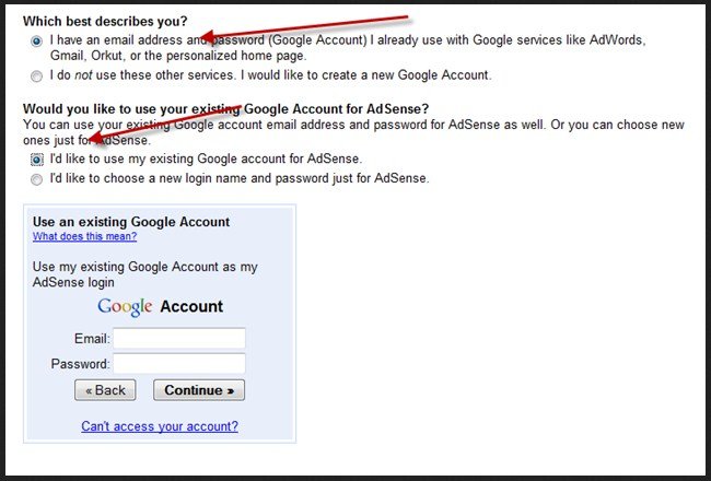 Create AdSense Gmail account step 3