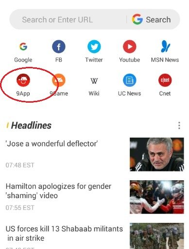 select 9app from uc browser