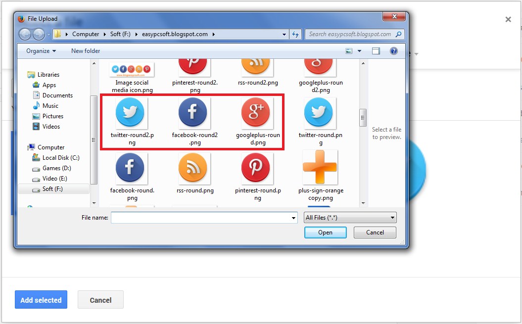 Select Social media icon from your PC