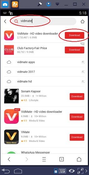 Search for vidmate on 9app