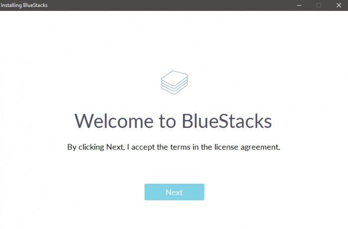BlueStacks installer - Click Next to continue