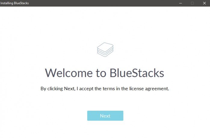 BlueStacks installer - Click Next to continue