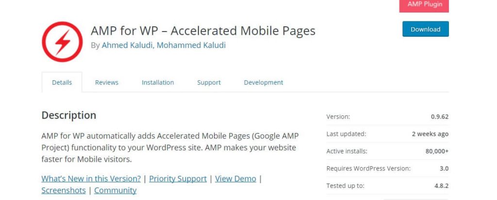 AMP for wordpress plugin