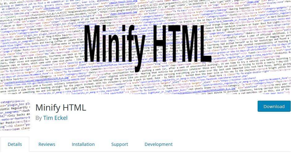 Minify HTML wordpress plugin