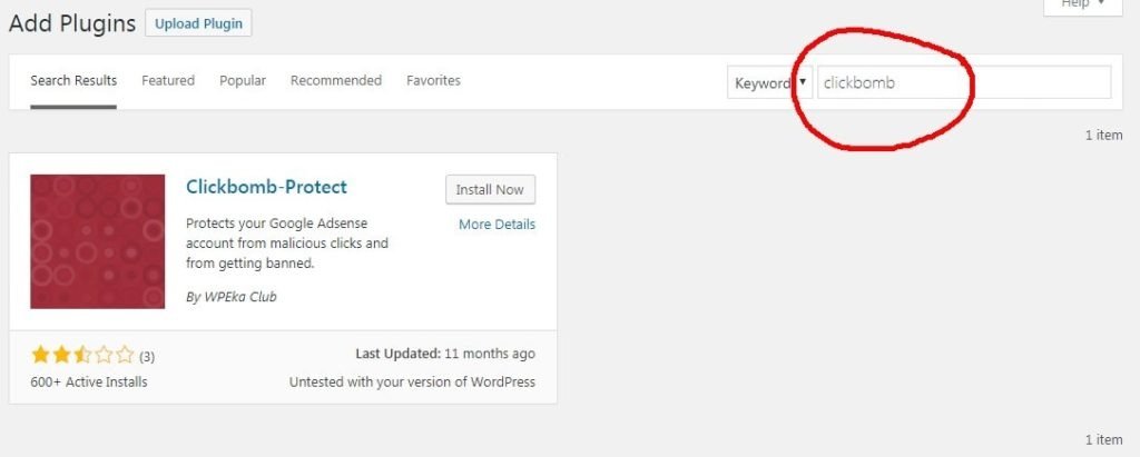 Click bomb Protect plugin search