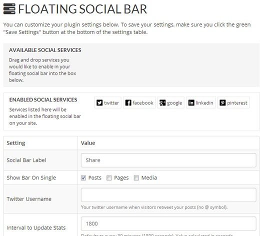 floating social bar admin