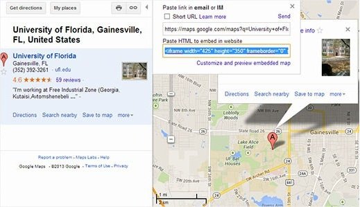 google maps embed iframe