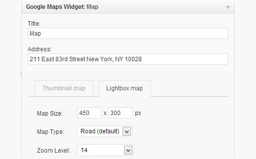 google maps widget settings