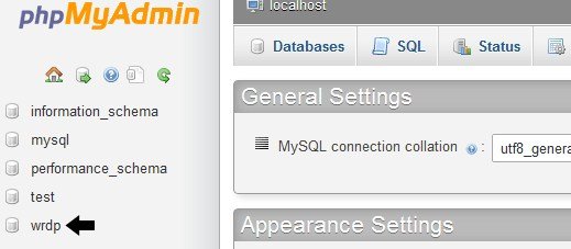 php my admin select db