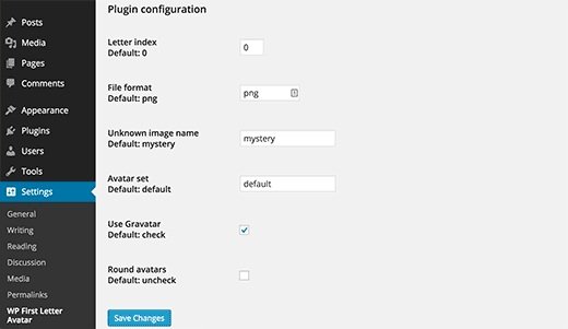 first letter avatar settings