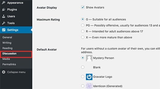 gravatar settings