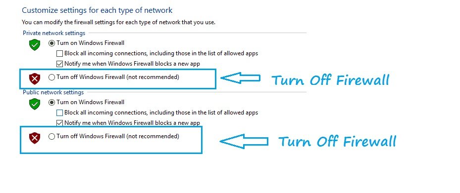 turn off firewall