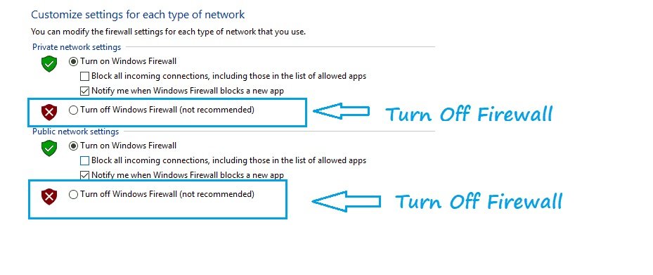 turn off firewall