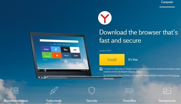 yandex browser pc windows-10