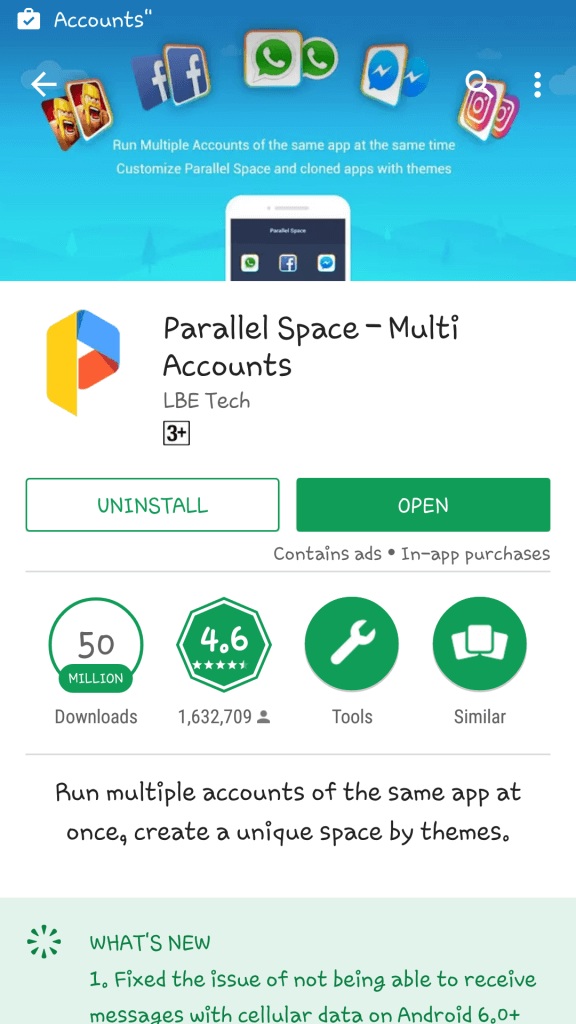 Run Multiple Accounts of Same App on Android Device using Parallel Space