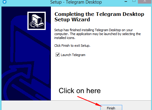 Telegram desktop wizaird completed