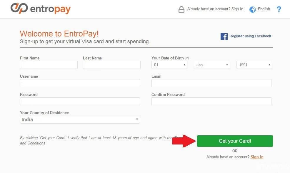 Entropay Sign Up