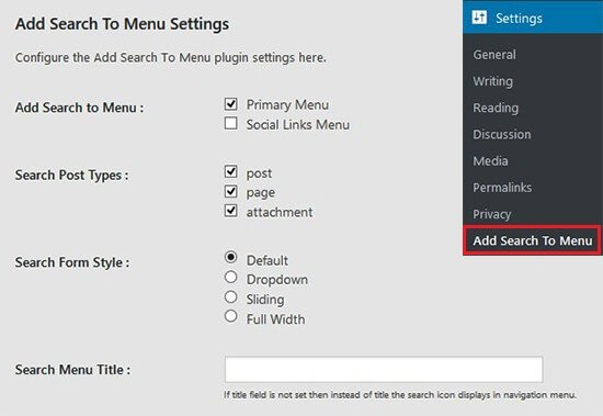 add search to menu plugin