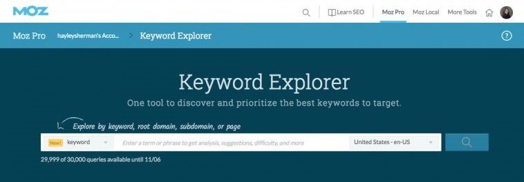 moz keyword explorer