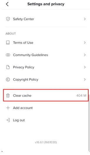 tiktok clear cache