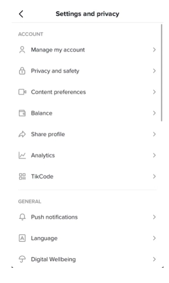 tiktok setting and privacy