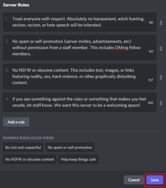 discord server rules