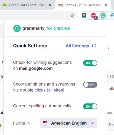 disable grammarly gmail