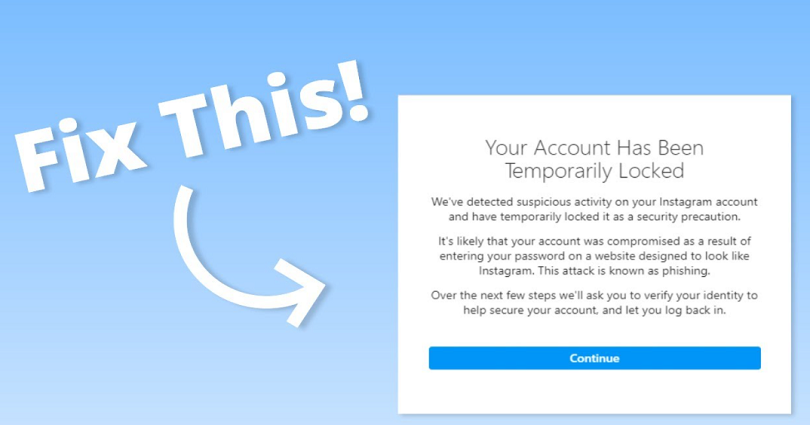 Your account has been temporarily locked on instagram