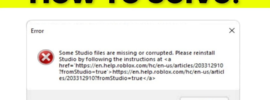 How to Fix Some Studio files are missing or corrupted in Roblox Studio