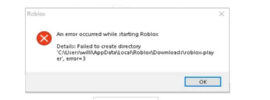 an error occurred while starting roblox