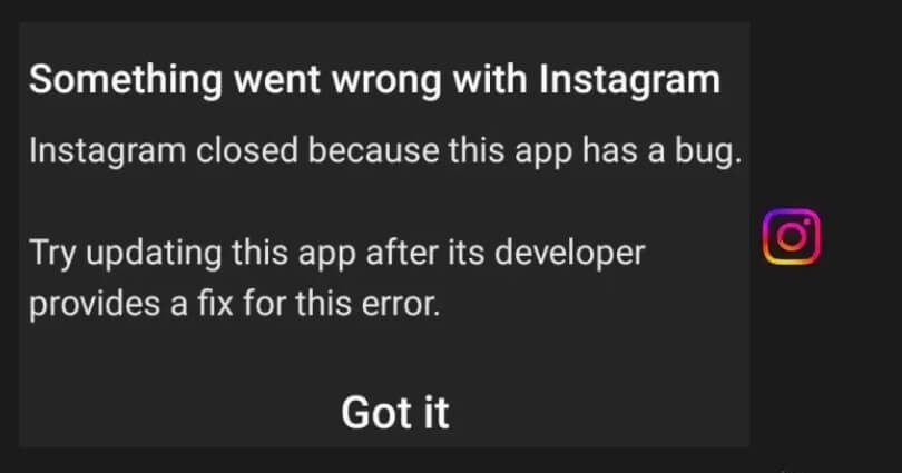 How to Fix Instagram closed because this app has a bug