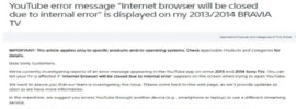 Internet browser will be closed due to internal error on Sony Bravia TV