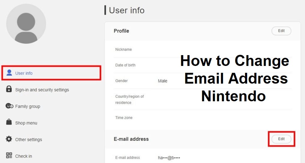 how to change email address on nintendo